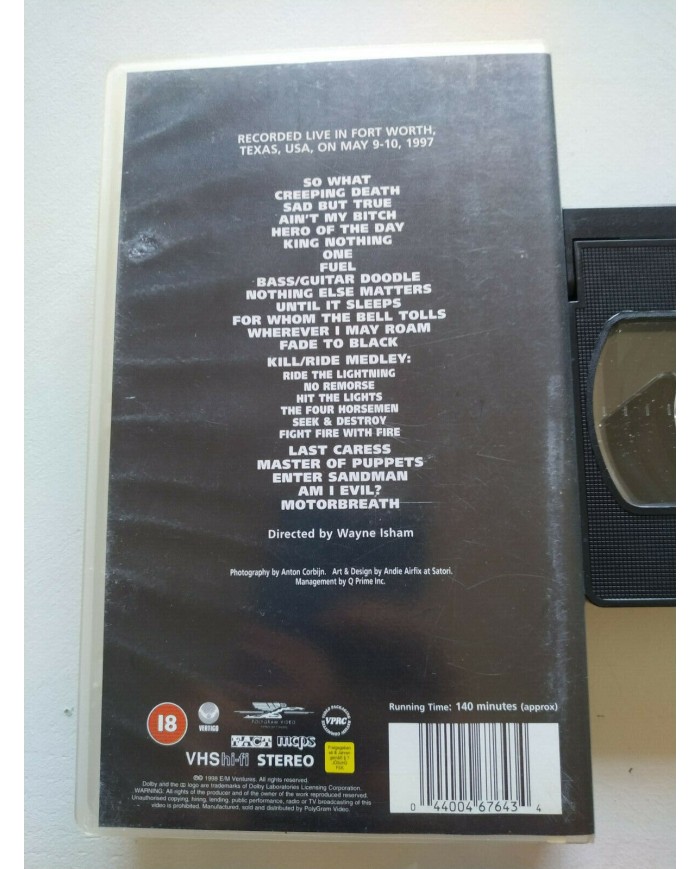 METALLICA CUNNING STUNTS VHS CINTA TAPE VERTIGO 1998 Edicion Espa?a Am