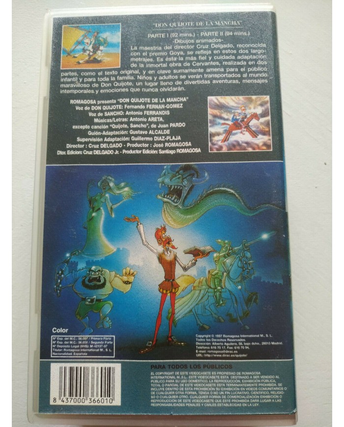 Don Quijote de la Mancha Animacion 1997 Fernando Fernan Gomez 2 x VHS Espa?ol 3T
