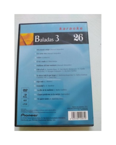 Karaoke 26 Baladas 3 Manuel Alejandro Calderon Blanes - DVD Region 2 - AM