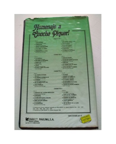 Homenaje a Concha Piquer Coleccion en Caja 1989 EMI - 4 x Cinta Tape Cassette