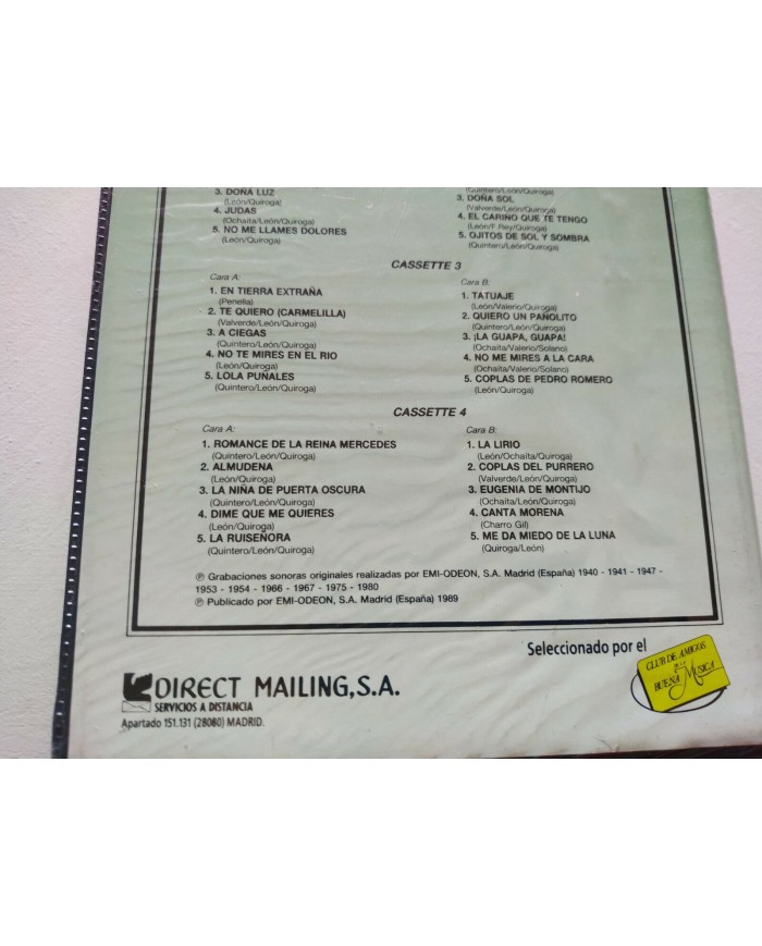 Homenaje a Concha Piquer Coleccion en Caja 1989 EMI - 4 x Cinta Tape Cassette