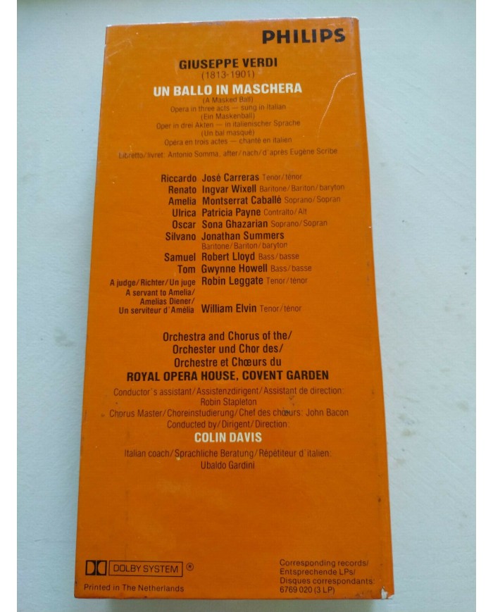 Verdi Un Ballo In Maschera Caballe Carreras Colin Davis 2 x Cinta Tape Cassette