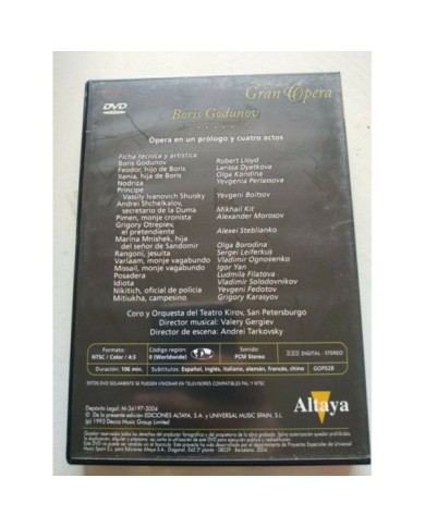 Boris Godunov Modest Petrovich Mussorgsky Opera - DVD V.O. Subtitulos Region 2