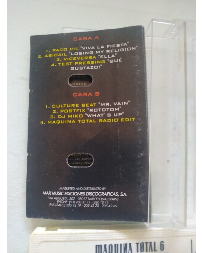 Maquina Total 6 Cassette 1 + 2 Max Music 1993 - 2 x Cinta Tape Cassette
