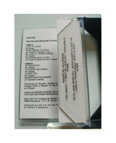 Stryper The Yellow And Black Attack 1986 Enigma Spain Edit - Cinta Tape Cassette