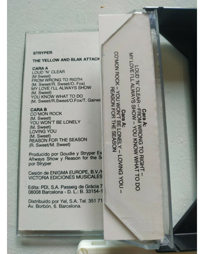 Stryper The Yellow And Black Attack 1986 Enigma Spain Edit - Cinta Tape Cassette