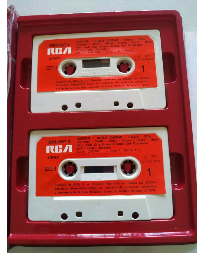 Haendel Julius Caesar RCA 1972 Rudel Treigle Forrester - 2 x Cinta Tape Cassette