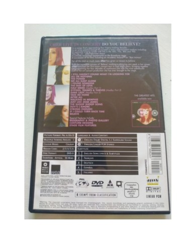 Cher Live In Concert Do You Believe ? - DVD + Extras Ingles Region All