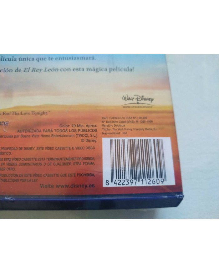 El Rey Leon 2 El Tesoro de Simba Walt Disney - VHS Cinta Tape Espa?ol Nueva 3T