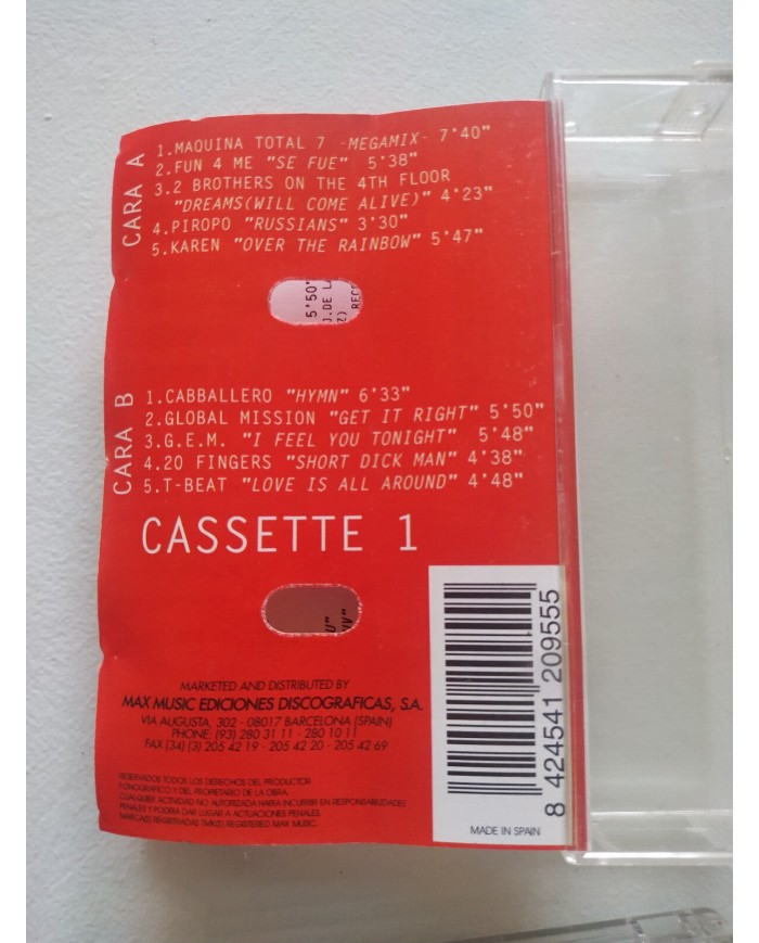 Maquina Total 7 Megamix 1994 Max Music - 2 x Cinta Tape Cassette 2T