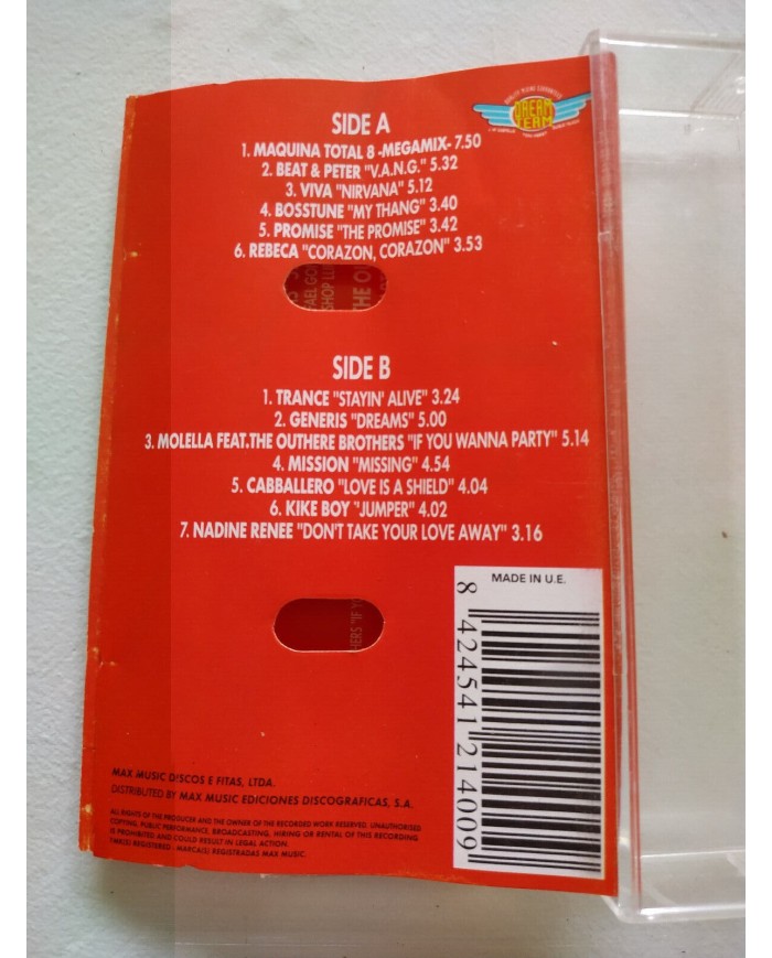 Maquina Total 8 Megamix 1995 Max Music Trance - 2 x Cinta Tape Cassette 2T