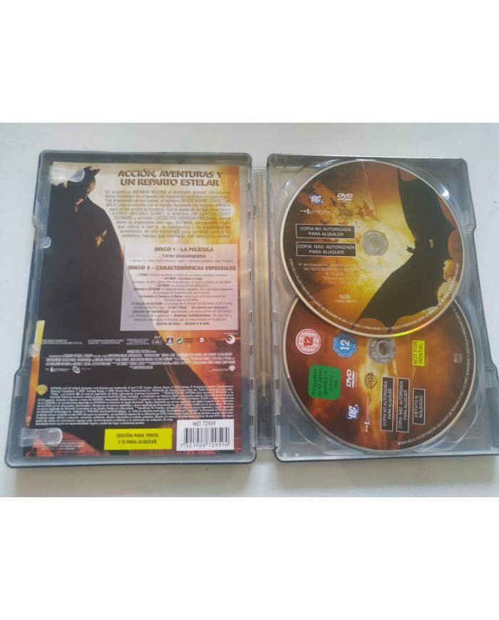 Batman Begins Christopher Nolan Bale DC - 2 x DVD Steelbook Espa?ol English Am