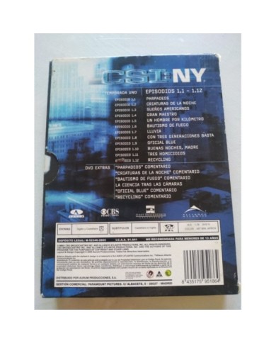 CSI NY Primera Temporada 1 - Episodios 1.1-1.12 - 3 x DVD Espa?ol Ingles - 3T
