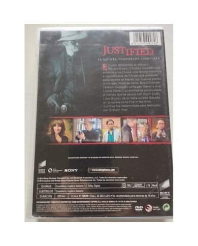 Justified Quinta Temporada 5 Completa - 3 x DVD Espa?ol Ingles Region 2 - 3T