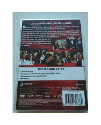 Anatomia de Grey Septima Temporada Completa 6 x DVD Ingles Espa?ol Region 2 Am
