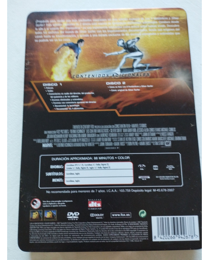 Los 4 Fantasticos y Silver Surfer Marvel Steelbook 2 x DVD Espa?ol Ingles Am