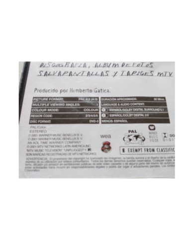 Alejandro Sanz MTV Unplugged WEA Region All 2001 - DVD
