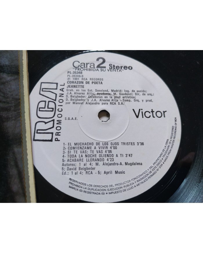 Jeanette Corazon de Poeta RCA 1981 PL-35348 - LP Vinilo 12 VG/VG