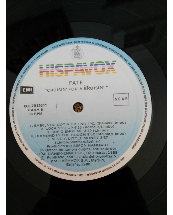 FATE CRUISIN FOR A BRUISIN LP 12" VINILO VINYL 1988 G+/VG SPANISH ED HISPAVOX 4T