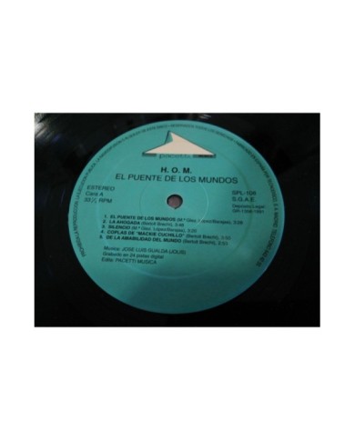 H.O.M. HOM EL PUENTE DE LOS MUNDOS LP VINYL VINILO VG/VG 1991 PACETTI - AG