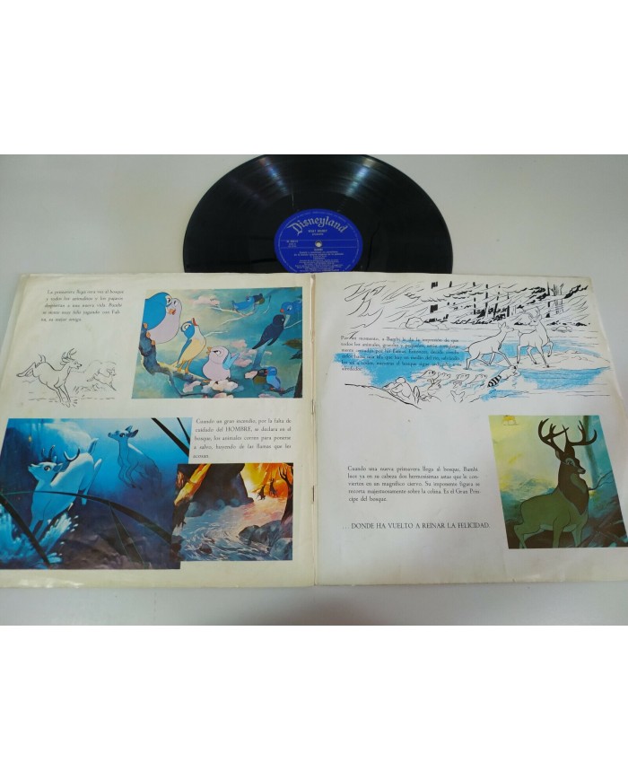 Bambi Walt disney Banda Sonora y Cuento Castellano 1970 LP Vinilo 12" G+/G+ 2T