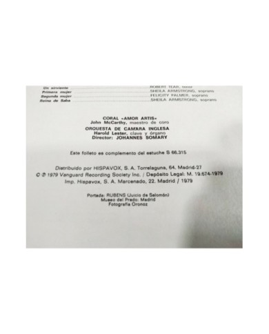 Haendel Salomon Oratorio 1977 Spain Ed Box 3 x LP + Libreto 12" Vinilo VG/VG 3T