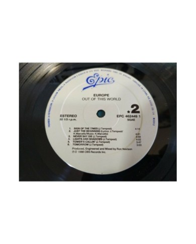 Europe Out of This World Spain Edition 1988 Epic LP Vinilo 12" VG/VG - 3T