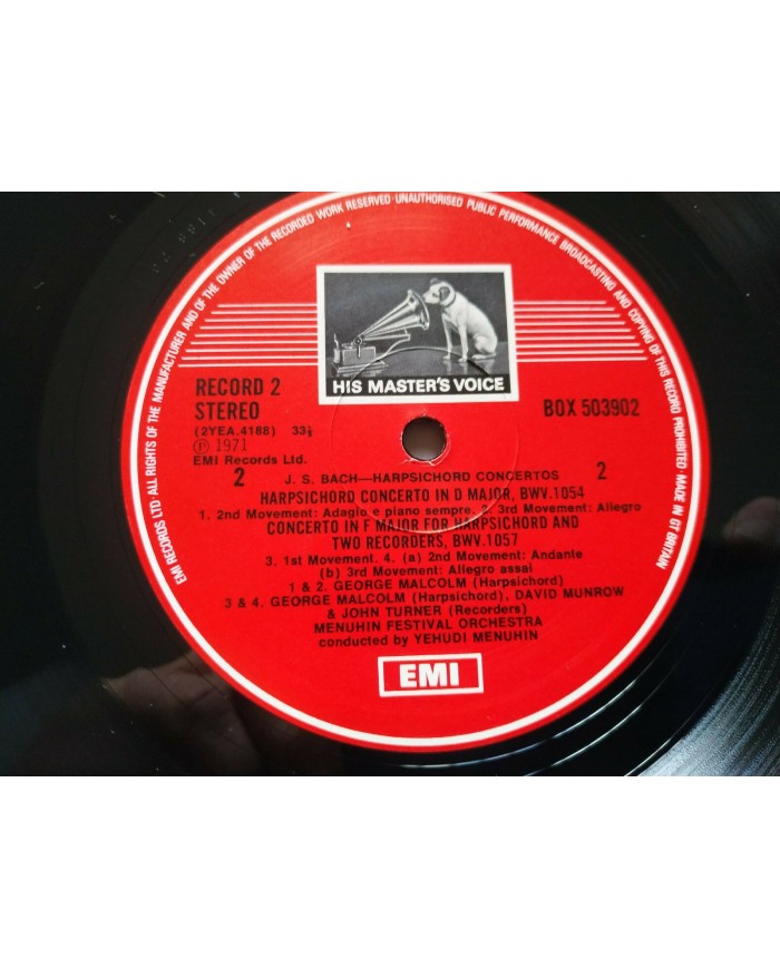 Bach Harpsichord Concertos EMI 1974 UK Edt Box 3 x LP + Libreto 12" Vinilo VG/VG