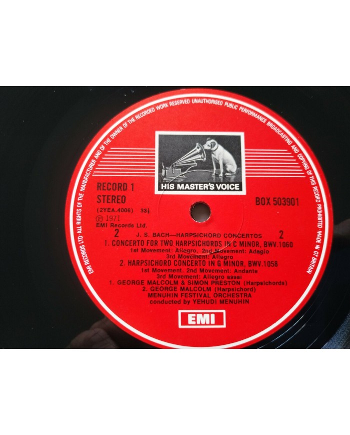 Bach Harpsichord Concertos EMI 1974 UK Edt Box 3 x LP + Libreto 12" Vinilo VG/VG