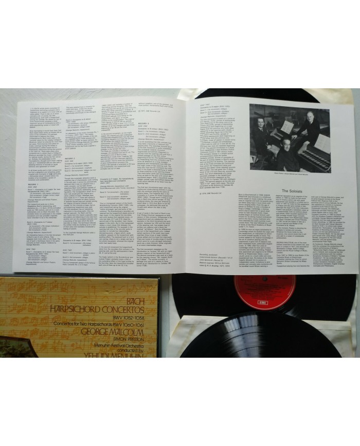 Bach Harpsichord Concertos EMI 1974 UK Edt Box 3 x LP + Libreto 12" Vinilo VG/VG