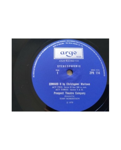 Christopher Marlowe Edward II 1970 Argo Box 3 x LP + Libreto 12" Vinilo VG/VG