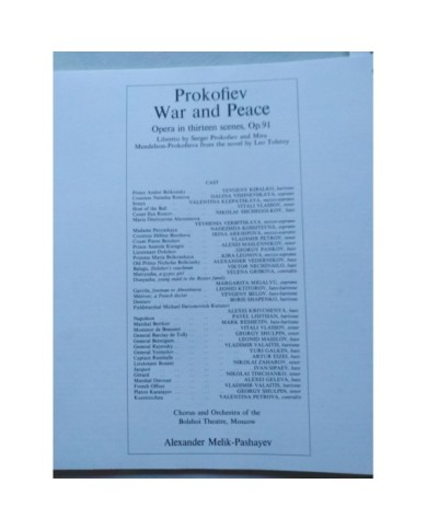 Prokofiev War And Peace Pashayev EMI 1961 Box 4 x LP + Libreto 12" Vinilo VG/VG