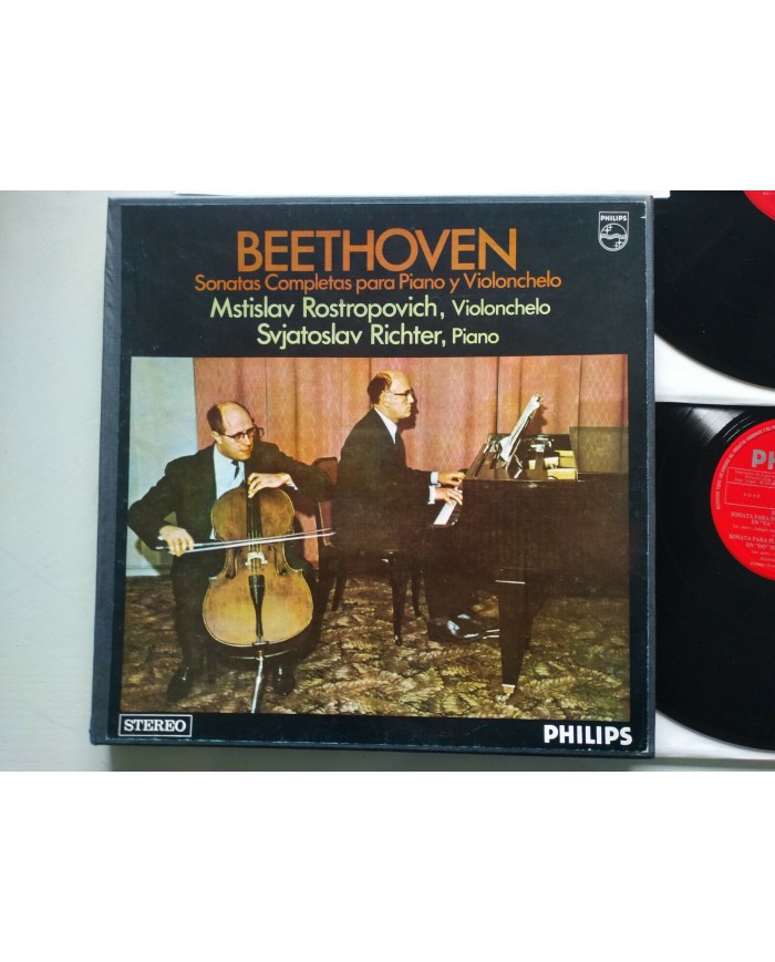 Beethoven Rostropovich Richter 1971 Box 2 x LP + Libreto 12" Vinilo VG/VG 3T