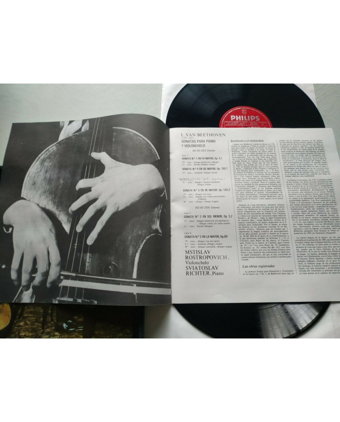 Beethoven Rostropovich Richter 1971 Box 2 x LP + Libreto 12" Vinilo VG/VG 3T