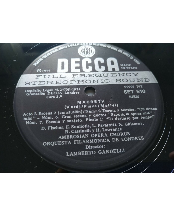 Verdi Macbeth Gardelli DECCA 1974 Box 3 x LP + Libreto 12" Vinilo VG/VG 3T