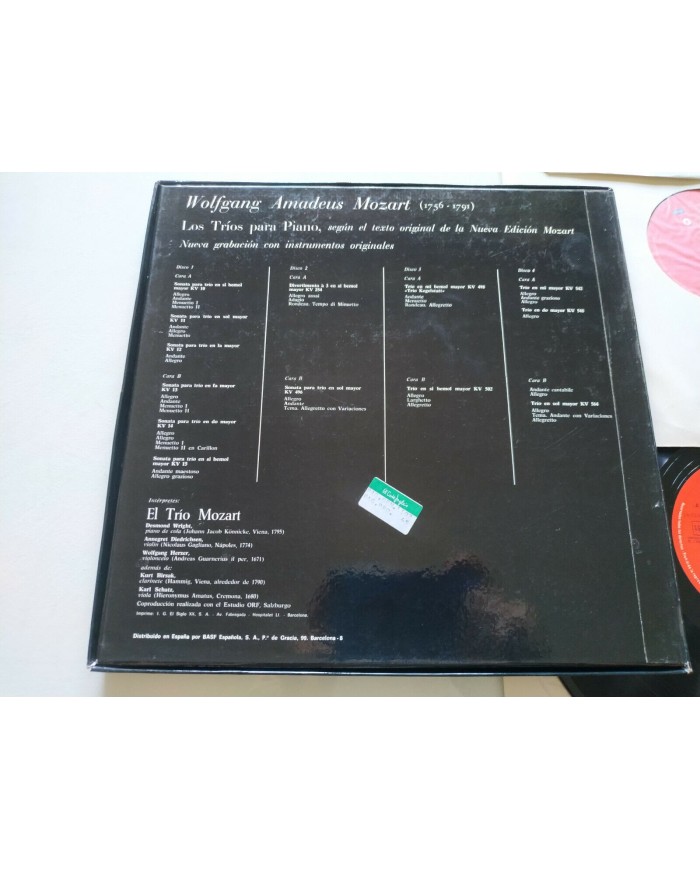 Mozart Samtliche Klaviertrios 1975 BASF Box 4 x LP + Libreto 12" Vinilo VG/VG