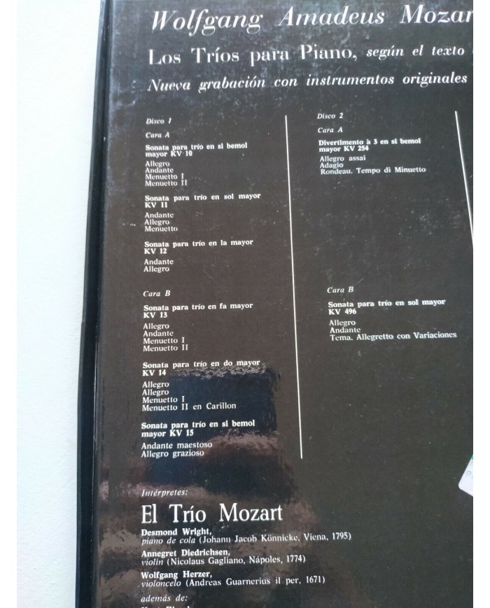 Mozart Samtliche Klaviertrios 1975 BASF Box 4 x LP + Libreto 12" Vinilo VG/VG