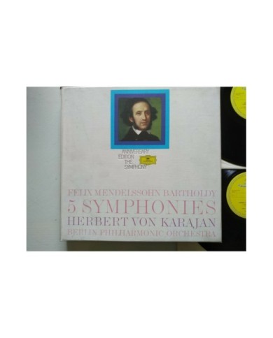 Mendelssohn 5 Symphonies Karajan 1973 Box 4 x LP + Libreto 12" Vinilo VG/VG