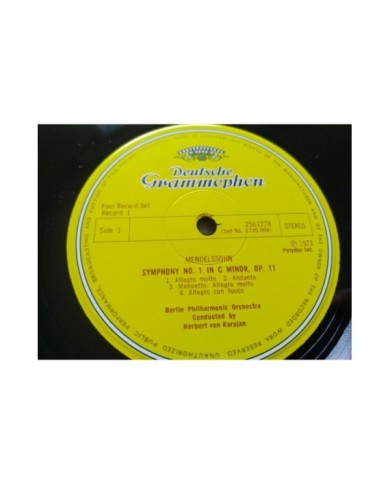 Mendelssohn 5 Symphonies Karajan 1973 Box 4 x LP + Libreto 12" Vinilo VG/VG