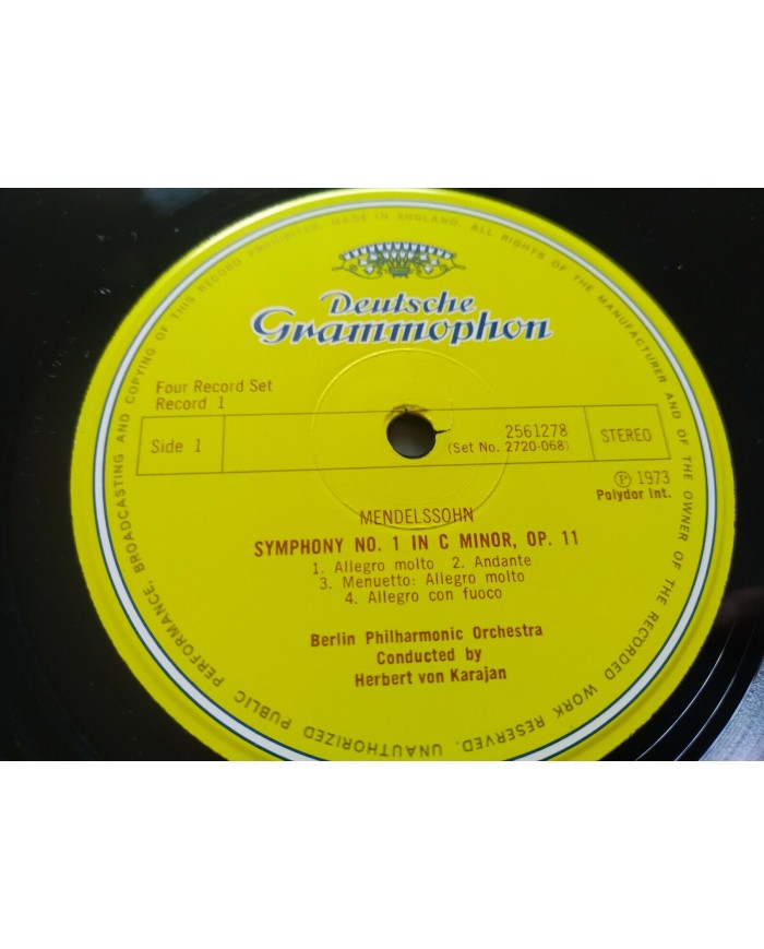 Mendelssohn 5 Symphonies Karajan 1973 Box 4 x LP + Libreto 12" Vinilo VG/VG