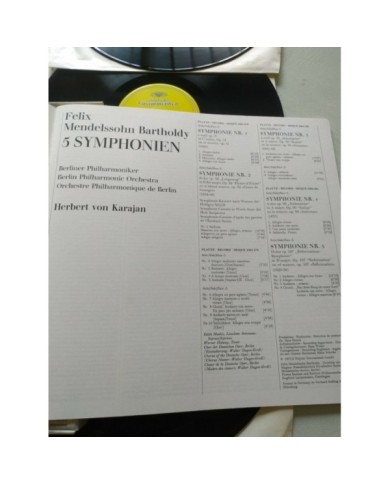 Mendelssohn 5 Symphonies Karajan 1973 Box 4 x LP + Libreto 12" Vinilo VG/VG