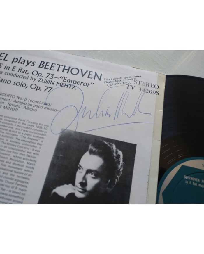 Beethoven Brendel Emperor - LP 12" Vinilo VG/VG Firmado a mano por Zubin Mehta