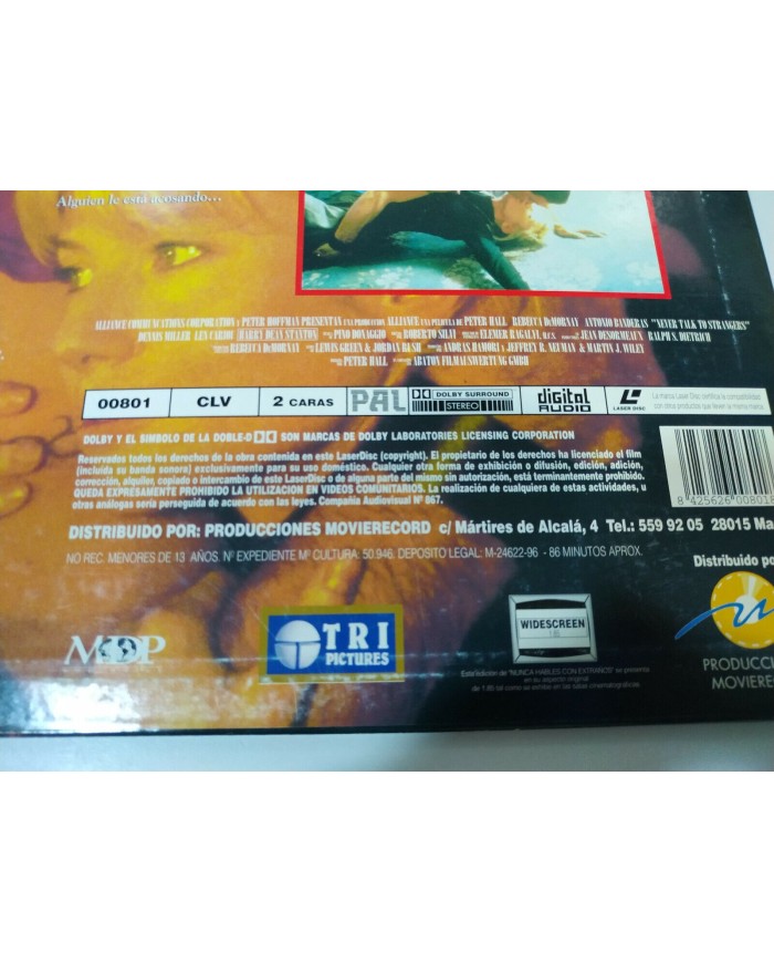 Nunca Hables con Extra?os Antonio Banderas Rebecca Demornay Laserdisc LD ESPA?OL Nunca Hables con Extra?os Antonio Banderas Rebecca Demornay Laserdisc LD ESPA?OL