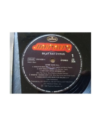 Billy Ray Cyrus Some Gave All Spain First Press 1992 - LP Vinilo 12" G+/VG Am Billy Ray Cyrus Some Gave All Spain First Press 1992 - LP Vinilo 12" G+/VG Am