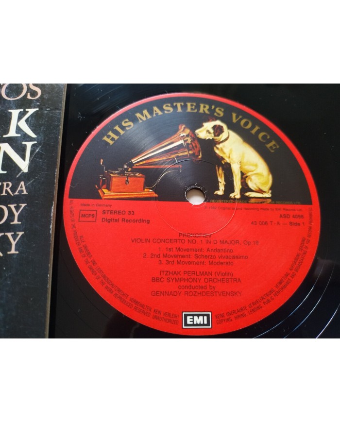 Prokofiev Two Violin Concertos Pearlman EMI ASD 4098 - LP 12" Vinilo VG/VG Am