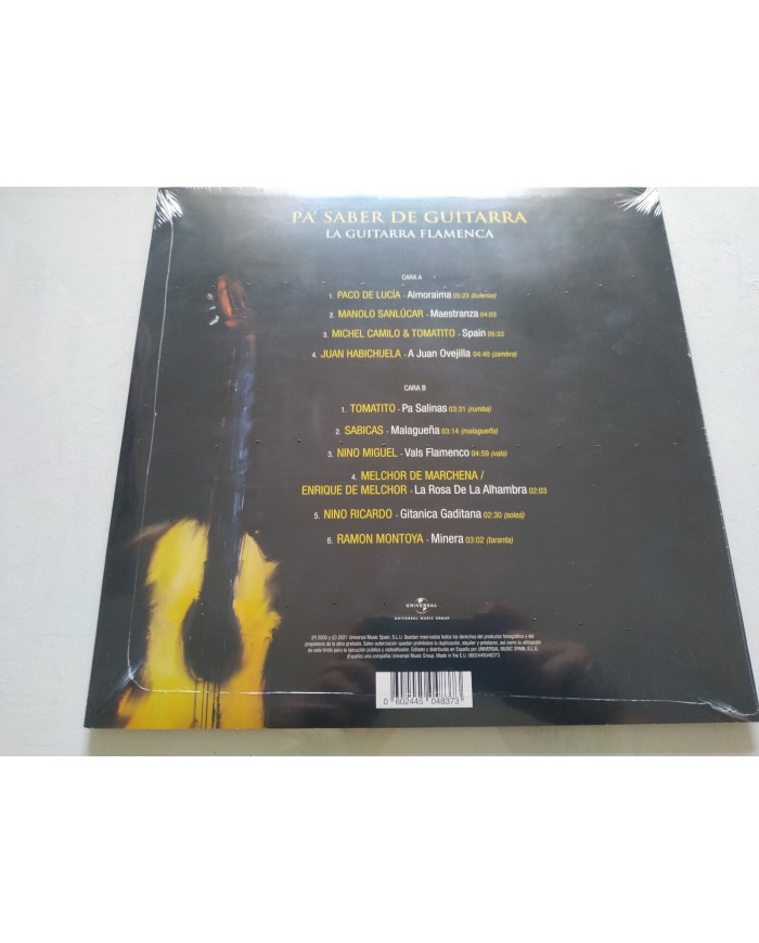 Pa Saber de Guitarra La Flamenca Paco de LuciaTomatito 2021 LP Vinilo 12" Nuevo