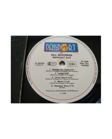 Bill Bergman Midnight Sax PJ88022 1986 German First Press LP 12" Vinilo VG/VG Am