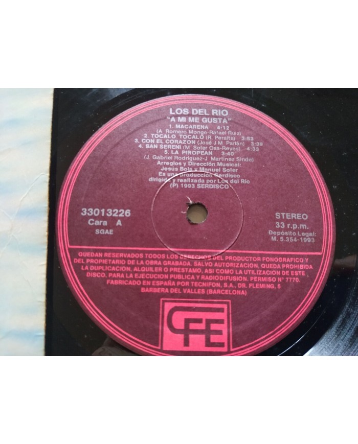 Los Del Rio A Mi Me Gusta Incluye Macarena 1993 CFE - LP Vinilo 12" VG/VG 3T