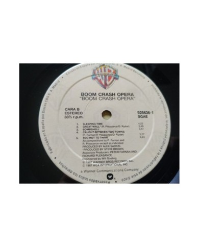 Boom Crash Opera 1987 WEA 925636-1 Spain First Press - LP Vinilo 12" VG/VG Am