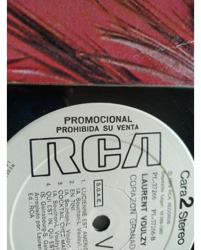 Laurent Voulzy Corazon Granadin RCA Promo PL-37266 1979 - LP 12" Vinilo VG/VG Am